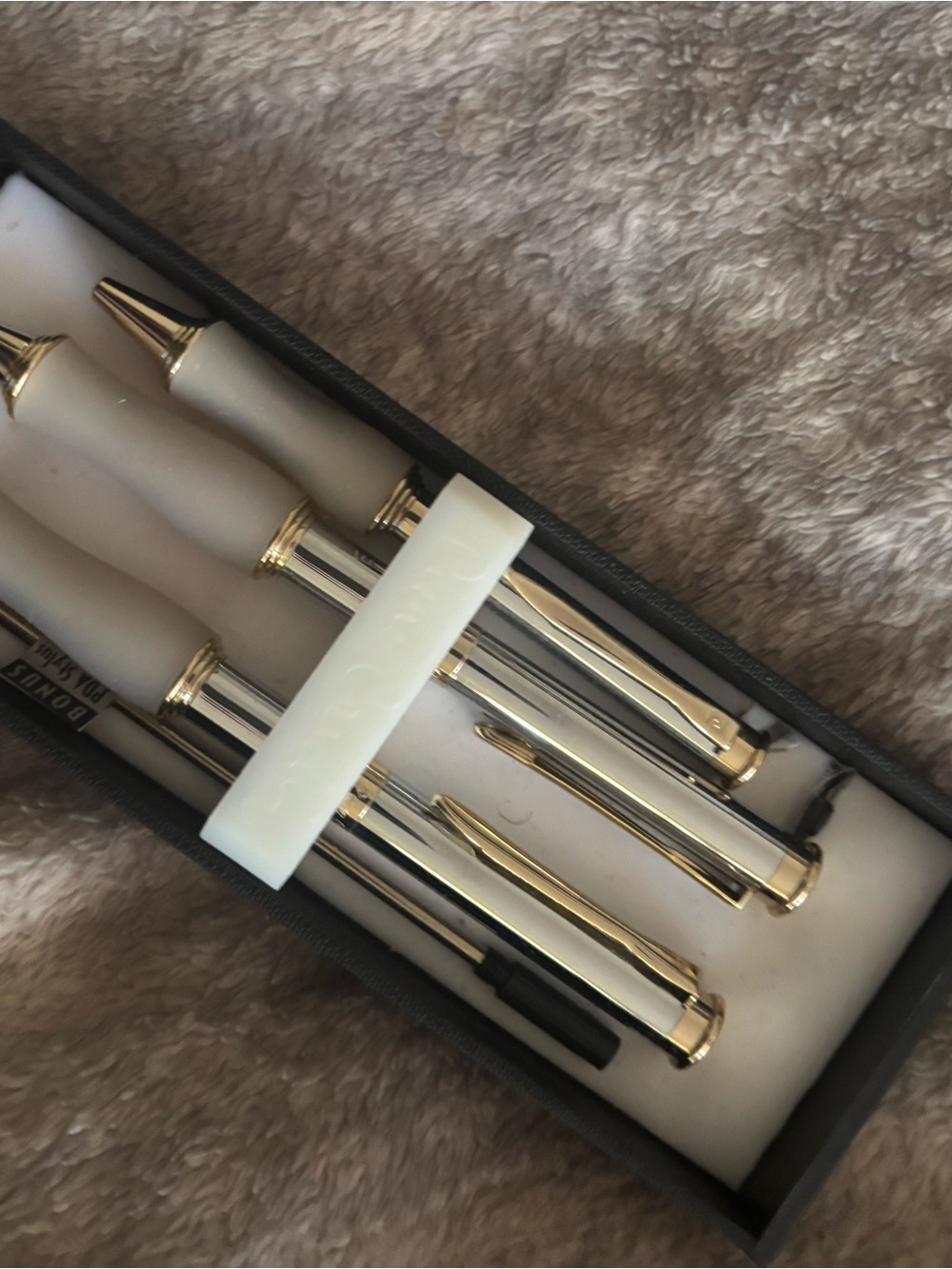 Pierre Cardin White and Gold Pen Set